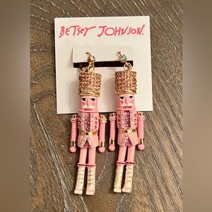 Betsey Johnson Double Pink Nutcracker Earrings